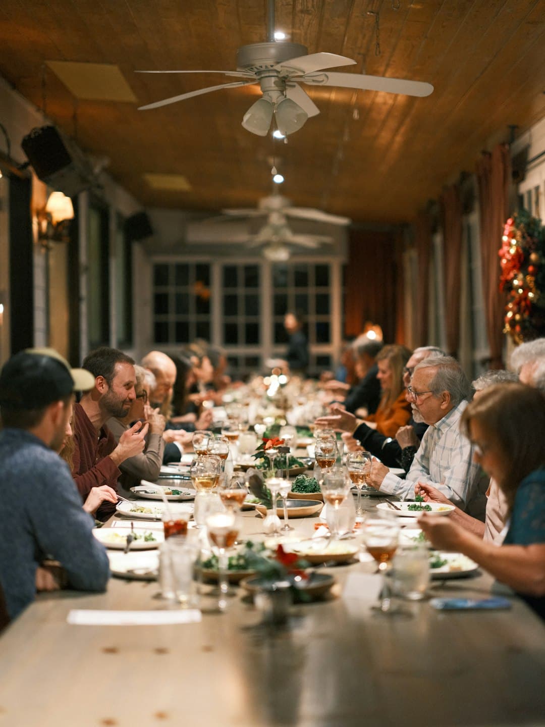 Friends sharing a meal together at a Toronto restaurant